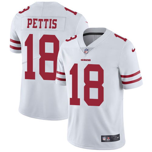 Nike 49ers #18 Dante Pettis White Men's Stitched NFL Vapor Untouchable Limited Jersey - Click Image to Close